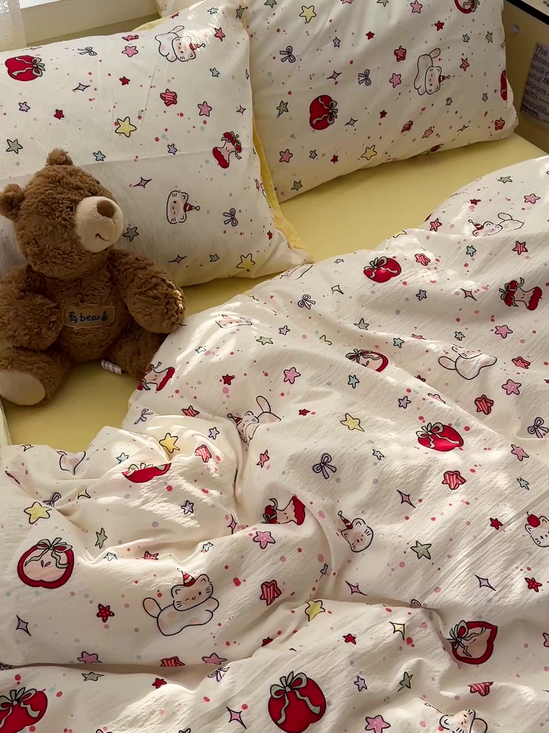 91家纺网 家纺一手货源 找家纺 水木坊 2026新款云感简单款系列四件套 苹果小怪