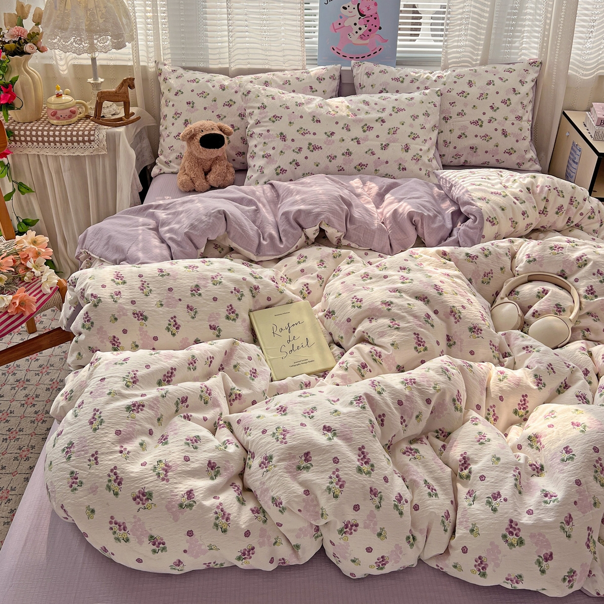 91家纺网 家纺一手货源 找家纺 水木坊 2026新款云感简单款系列四件套 葡萄多多