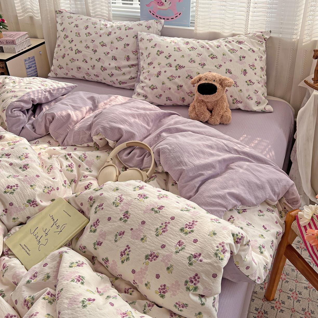 91家纺网 家纺一手货源 找家纺 水木坊 2026新款云感简单款系列四件套 葡萄多多