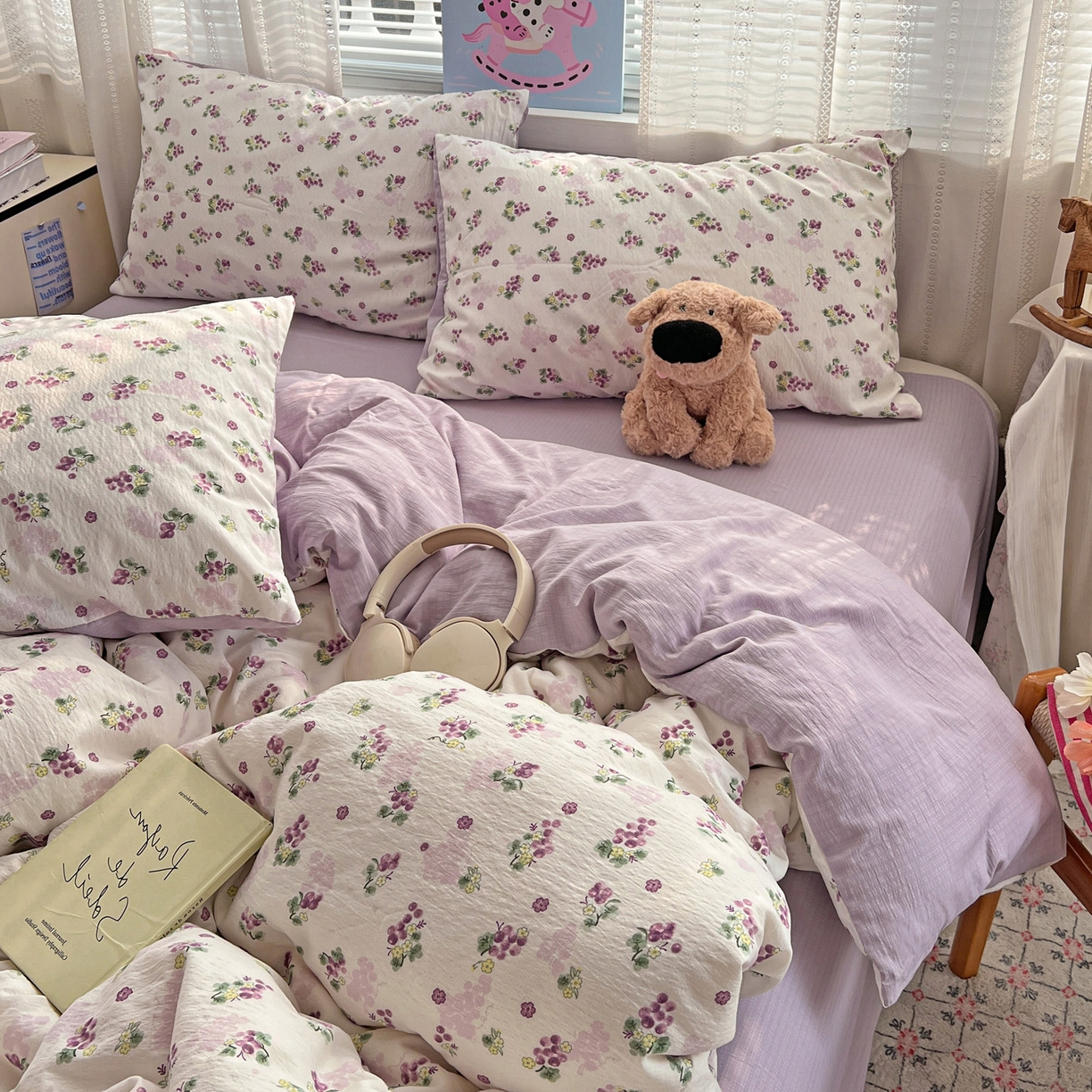 91家纺网 家纺一手货源 找家纺 水木坊 2026新款云感简单款系列四件套 葡萄多多