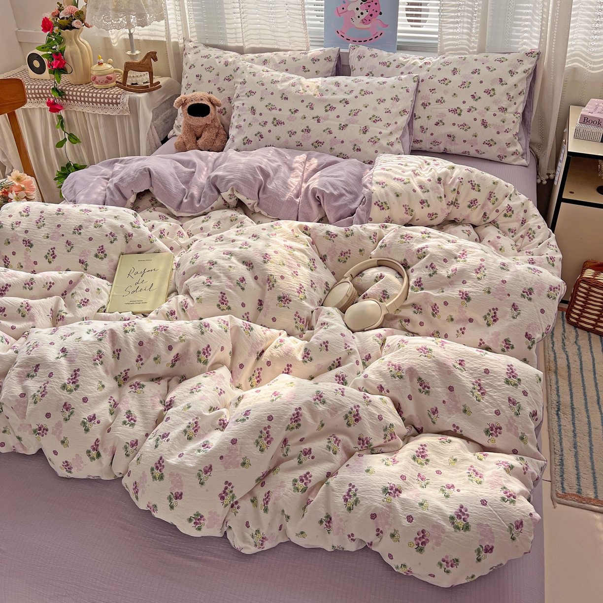 91家纺网 家纺一手货源 找家纺 水木坊 2026新款云感简单款系列四件套 葡萄多多