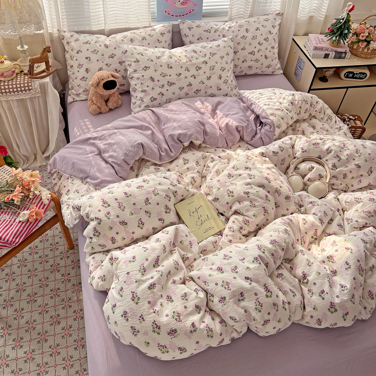 91家纺网 家纺一手货源 找家纺 水木坊 2026新款云感简单款系列四件套 葡萄多多