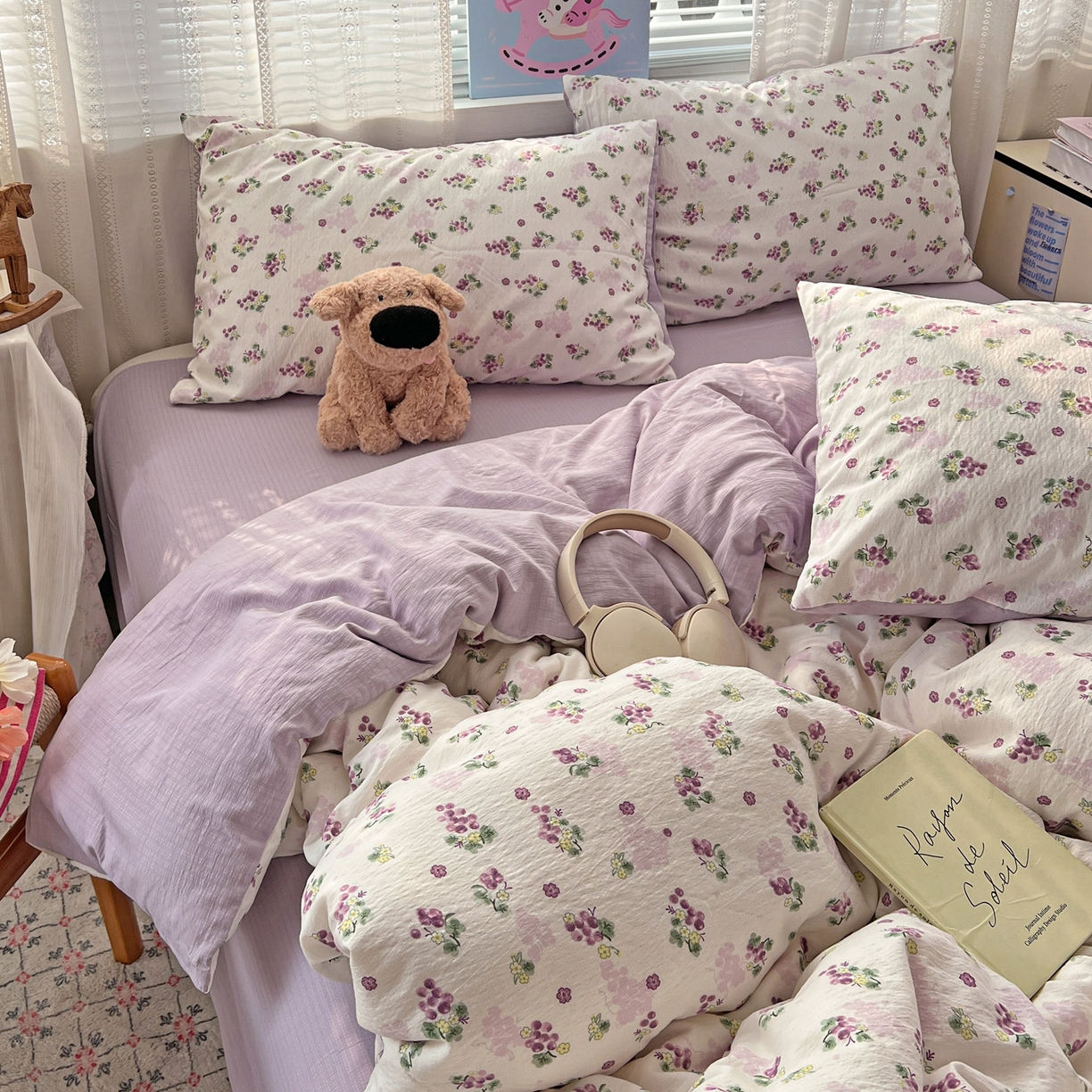 91家纺网 家纺一手货源 找家纺 水木坊 2026新款云感简单款系列四件套 葡萄多多