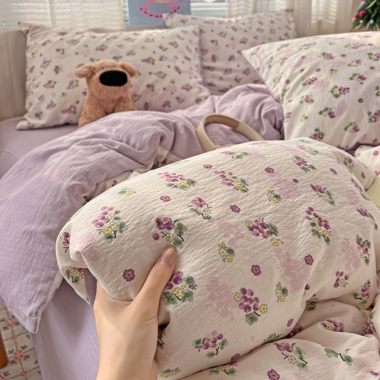 91家纺网 家纺一手货源 找家纺 水木坊 2026新款云感简单款系列四件套 葡萄多多