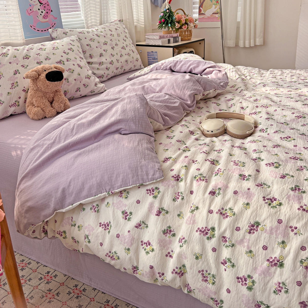 91家纺网 家纺一手货源 找家纺 水木坊 2026新款云感简单款系列四件套 葡萄多多