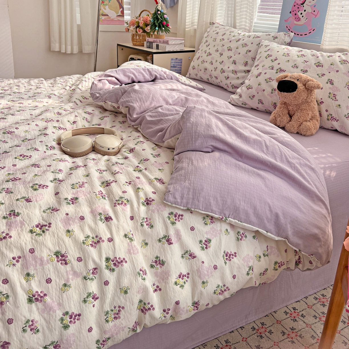 91家纺网 家纺一手货源 找家纺 水木坊 2026新款云感简单款系列四件套 葡萄多多