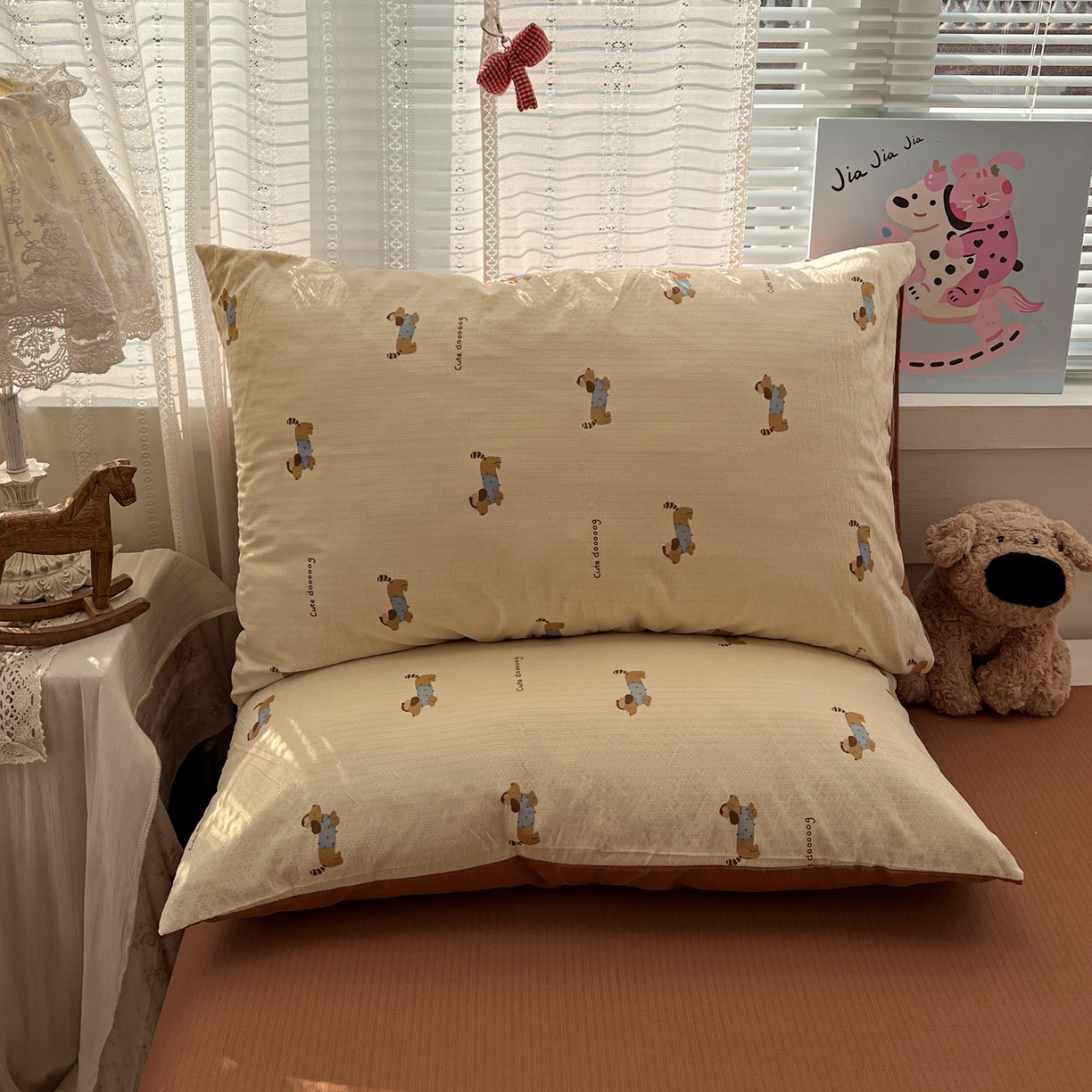 91家纺网 家纺一手货源 找家纺 水木坊 2026新款云感简单款系列四件套 俏皮狗