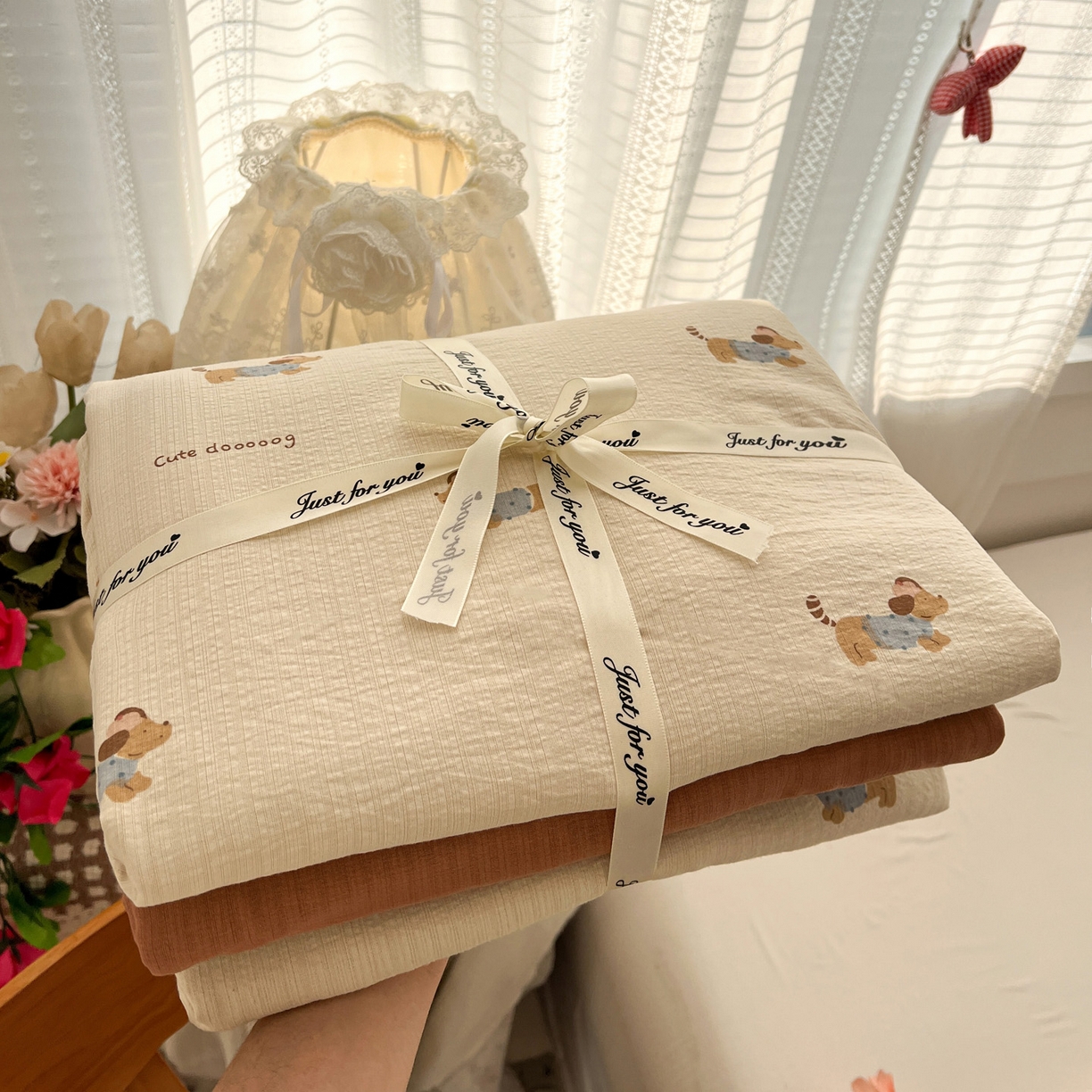 91家纺网 家纺一手货源 找家纺 水木坊 2026新款云感简单款系列四件套 俏皮狗