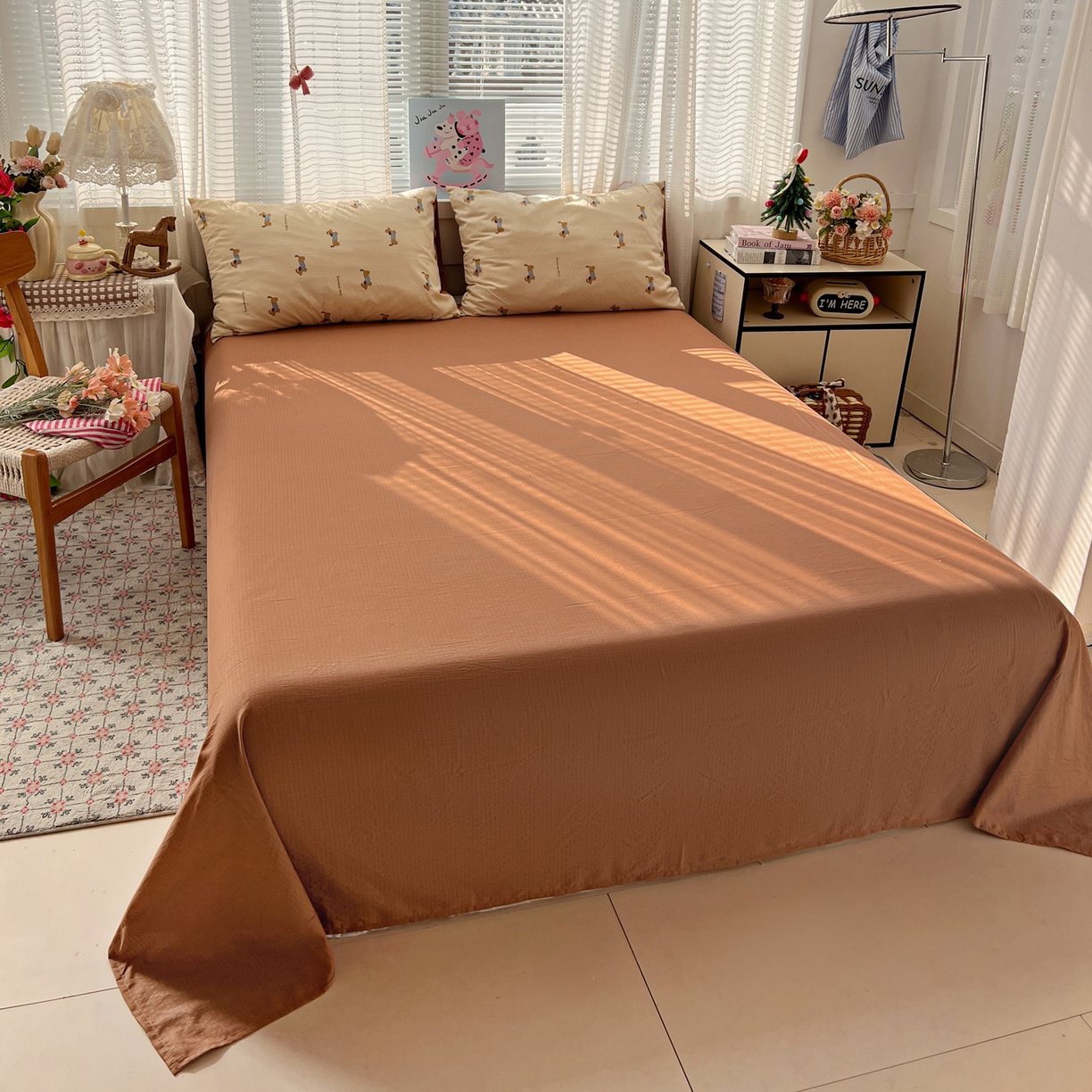 91家纺网 家纺一手货源 找家纺 水木坊 2026新款云感简单款系列四件套 俏皮狗