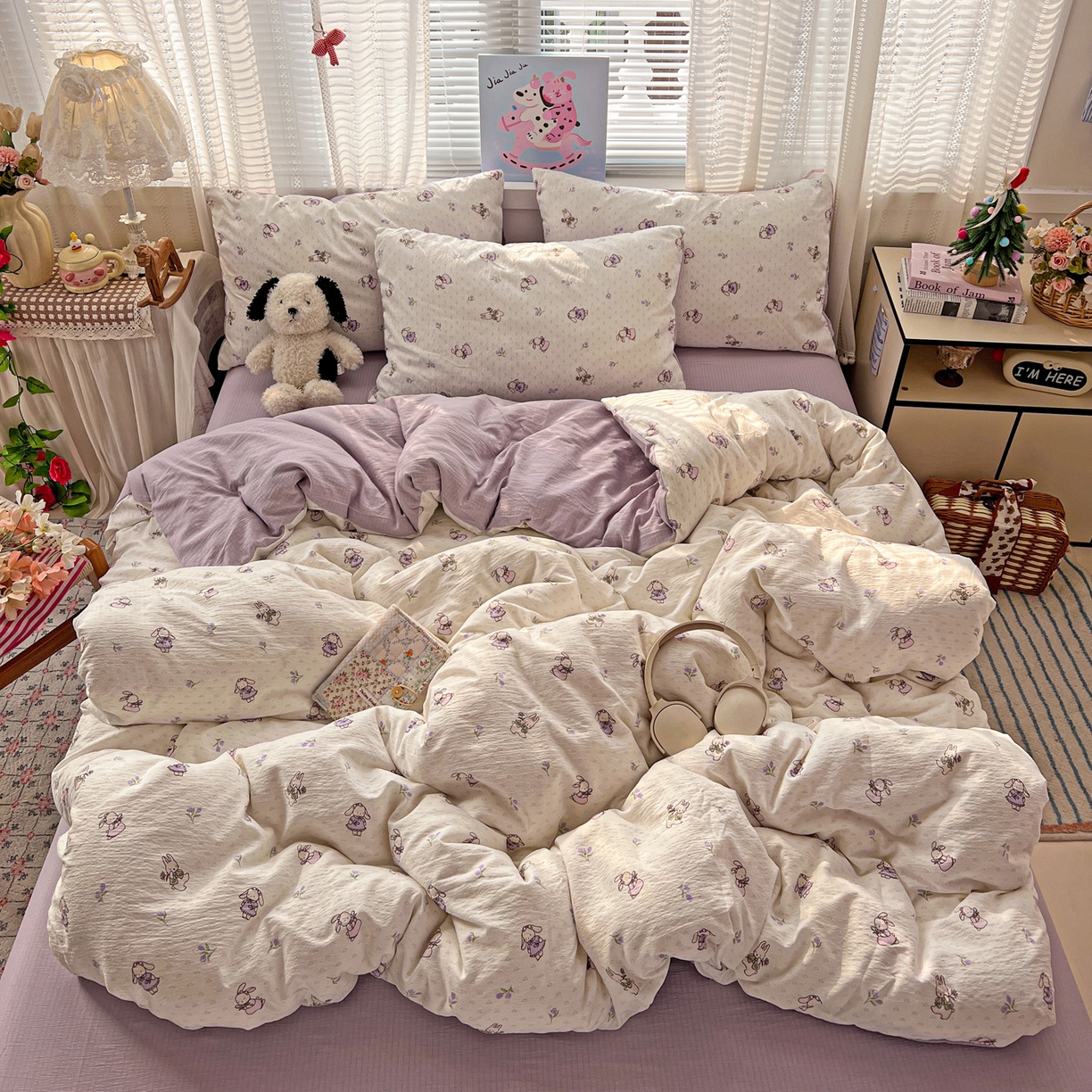 91家纺网 家纺一手货源 找家纺 水木坊 2026新款云感简单款系列四件套 裙子小兔