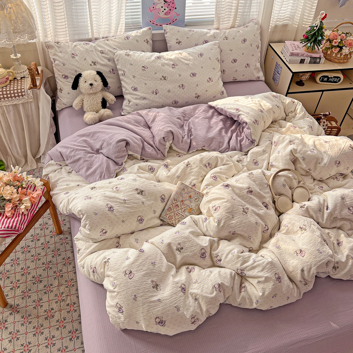 91家纺网 家纺一手货源 找家纺 水木坊 2026新款云感简单款系列四件套 裙子小兔