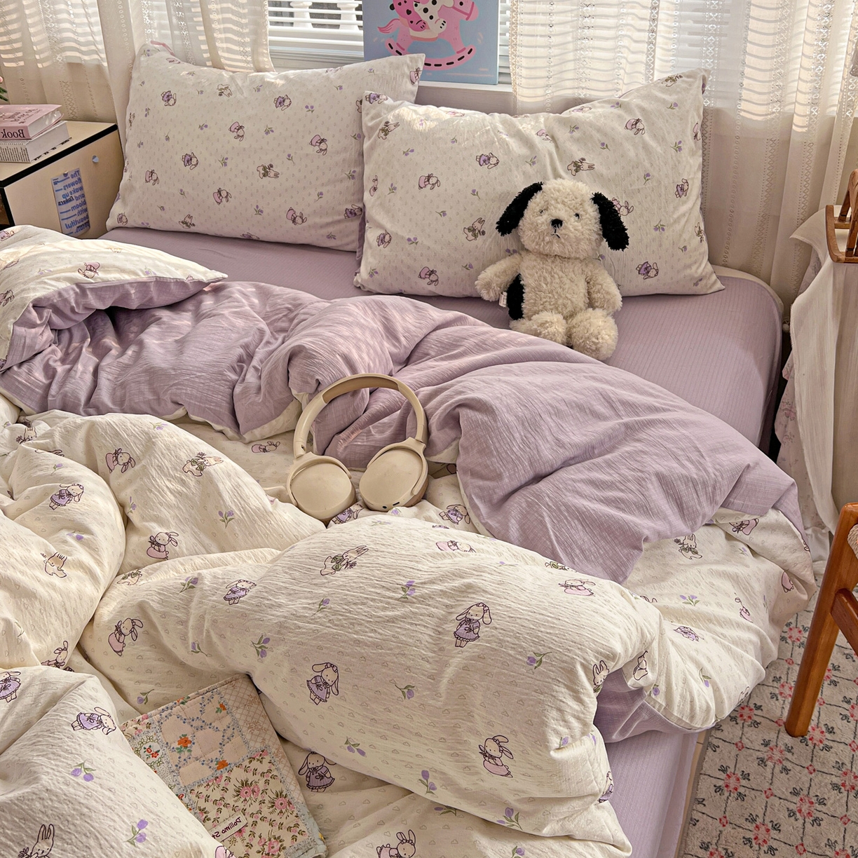 91家纺网 家纺一手货源 找家纺 水木坊 2026新款云感简单款系列四件套 裙子小兔