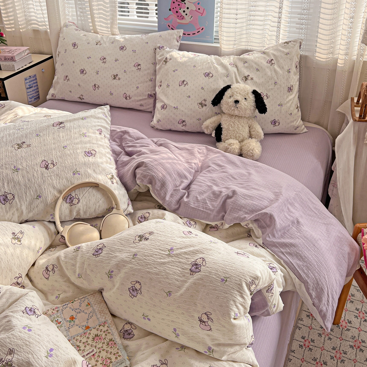 91家纺网 家纺一手货源 找家纺 水木坊 2026新款云感简单款系列四件套 裙子小兔