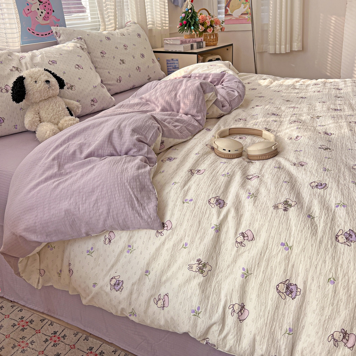 91家纺网 家纺一手货源 找家纺 水木坊 2026新款云感简单款系列四件套 裙子小兔