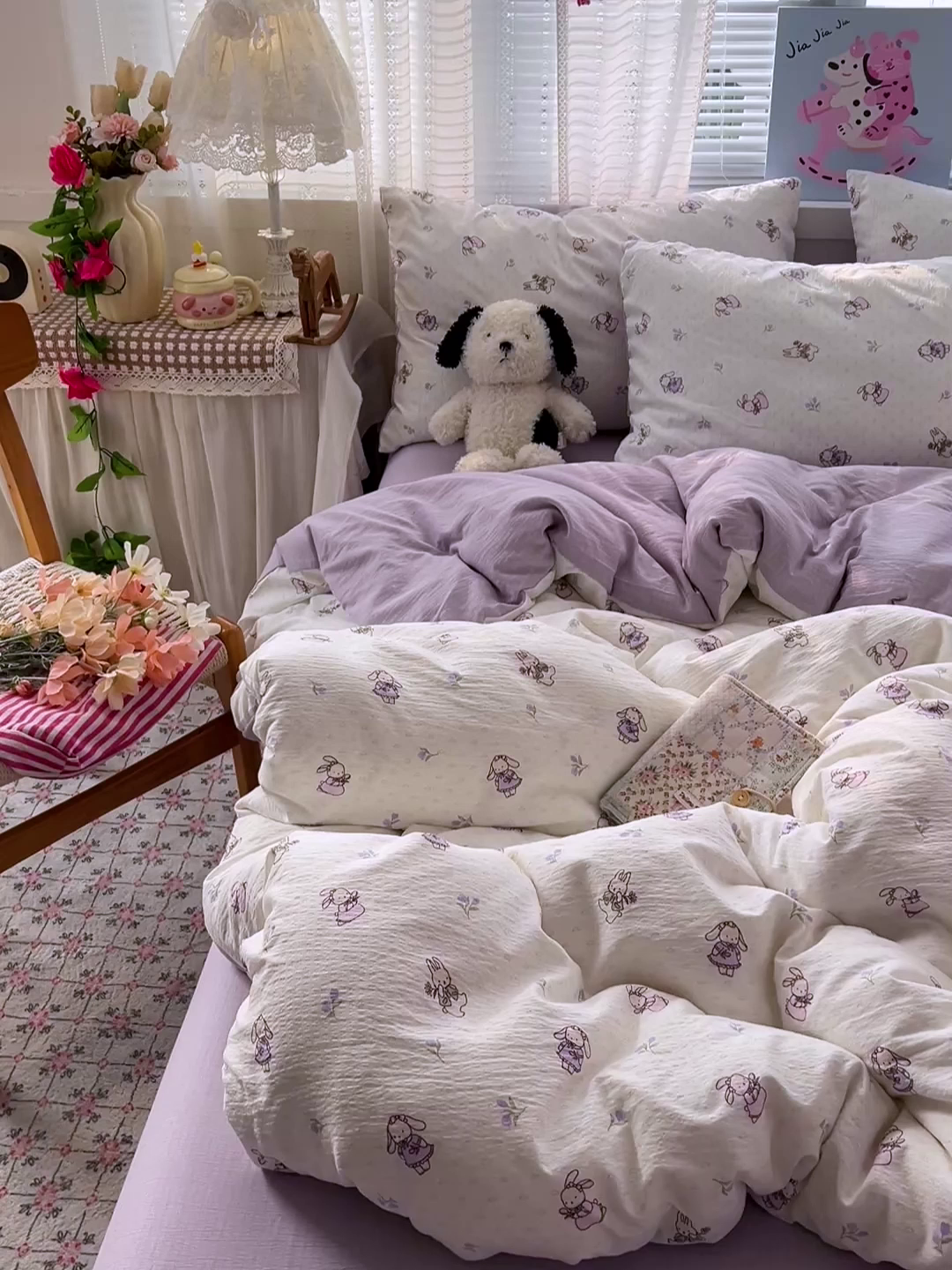 91家纺网 家纺一手货源 找家纺 水木坊 2026新款云感简单款系列四件套 裙子小兔