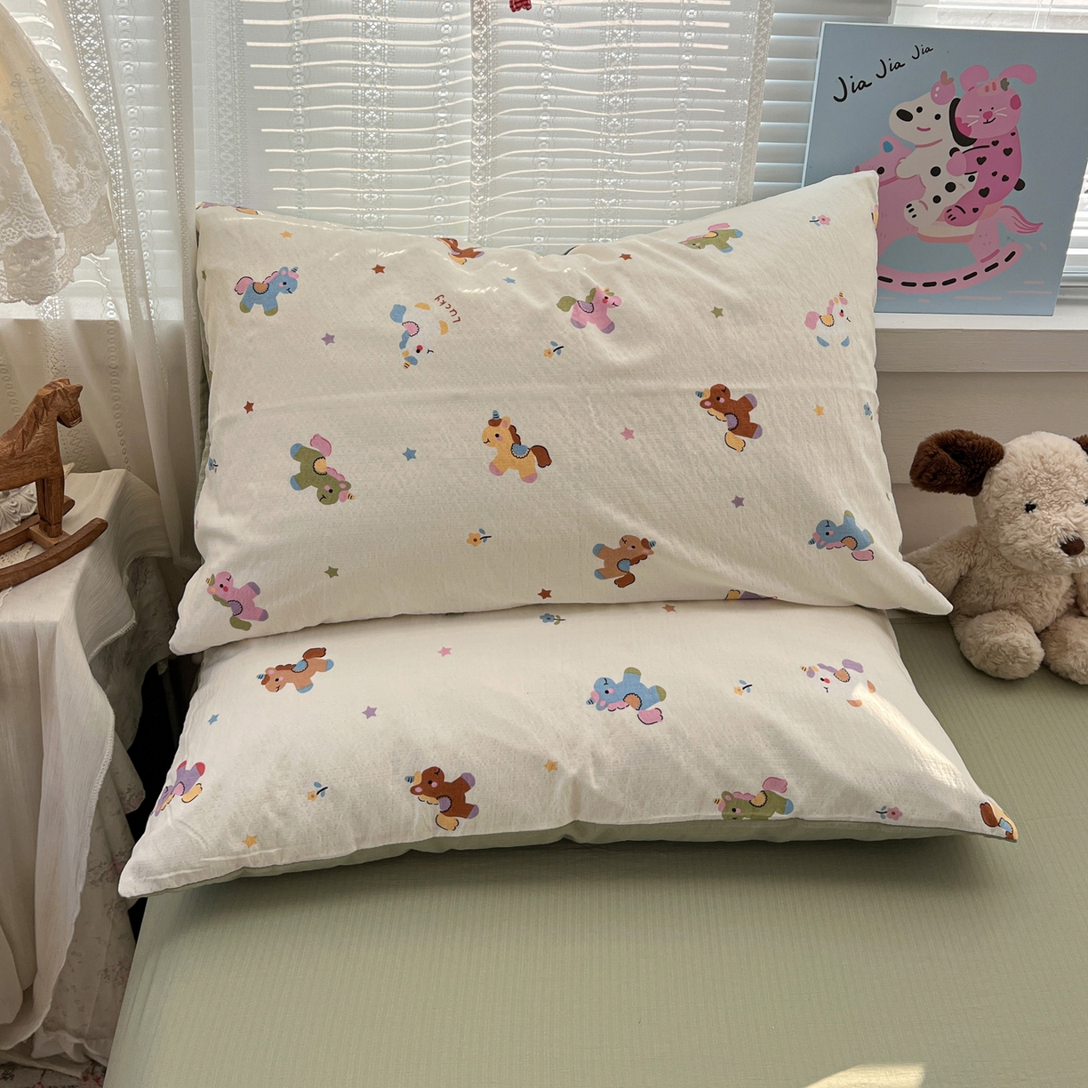 91家纺网 家纺一手货源 找家纺 水木坊 2026新款云感简单款系列四件套 童年木马