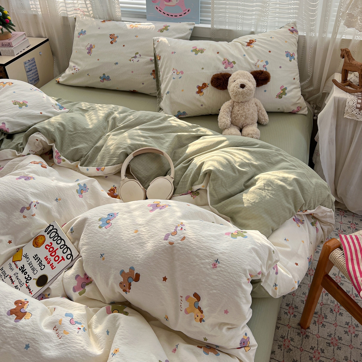 91家纺网 家纺一手货源 找家纺 水木坊 2026新款云感简单款系列四件套 童年木马