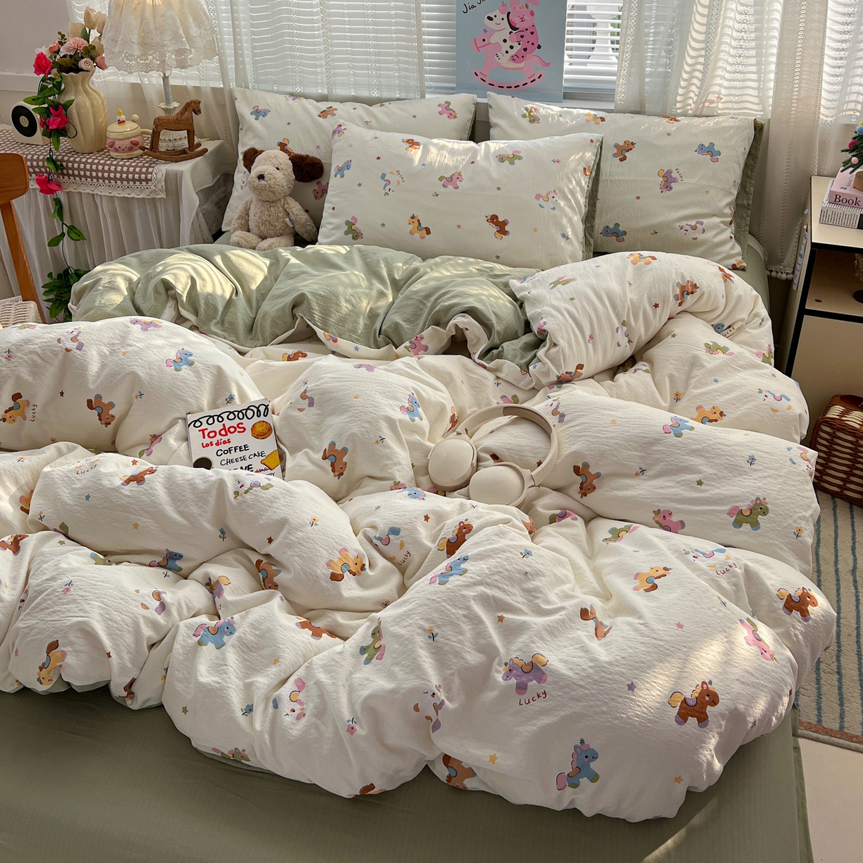 91家纺网 家纺一手货源 找家纺 水木坊 2026新款云感简单款系列四件套 童年木马