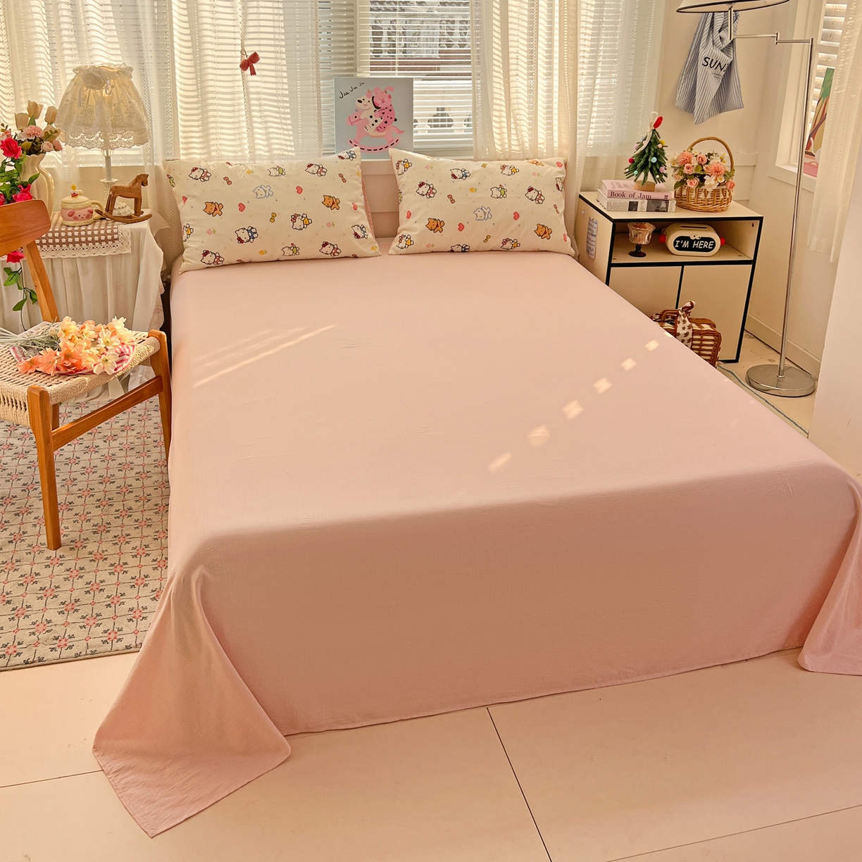 91家纺网 家纺一手货源 找家纺 水木坊 2026新款云感简单款系列四件套 像素小猫