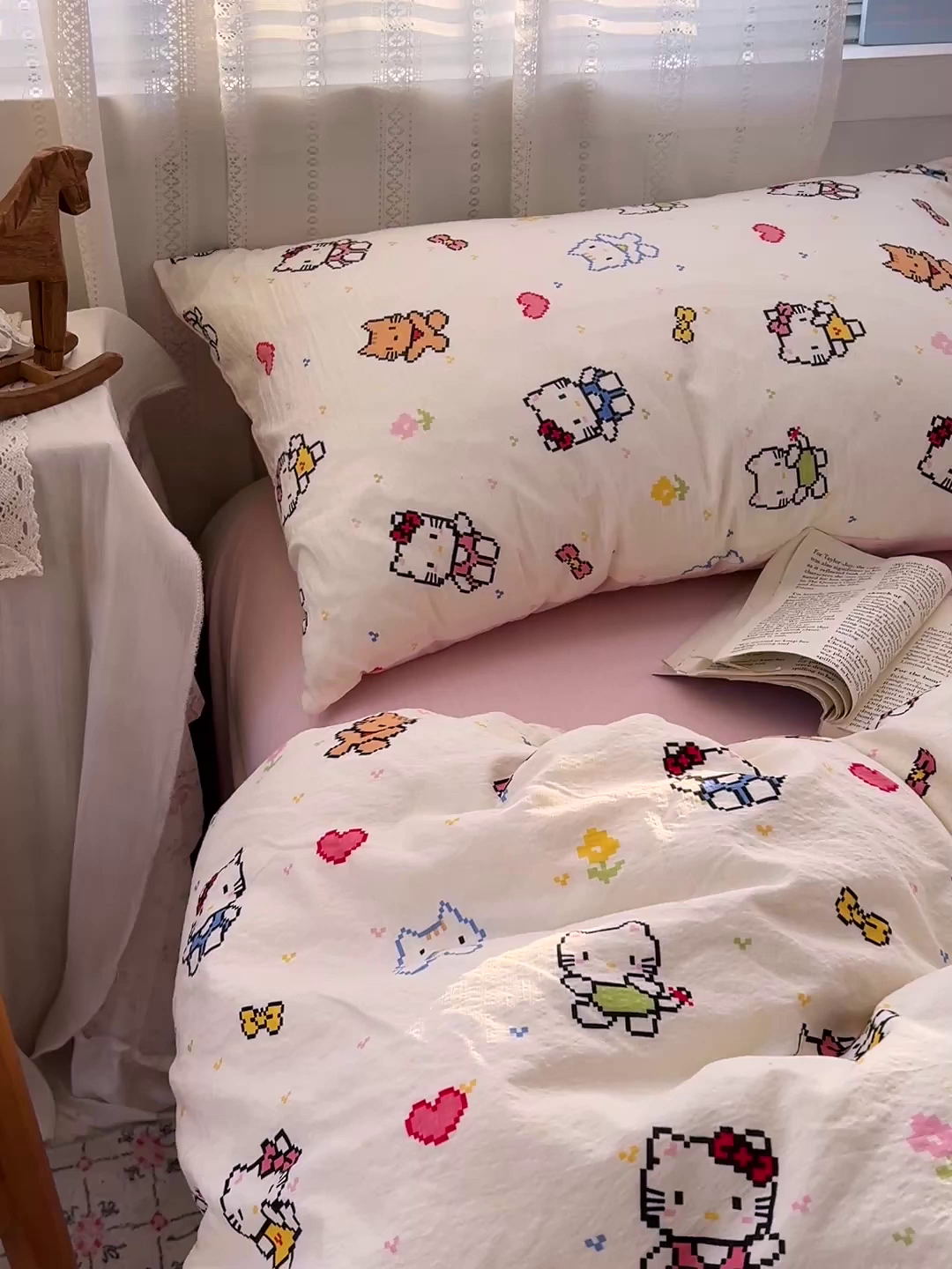 91家纺网 家纺一手货源 找家纺 水木坊 2026新款云感简单款系列四件套 像素小猫