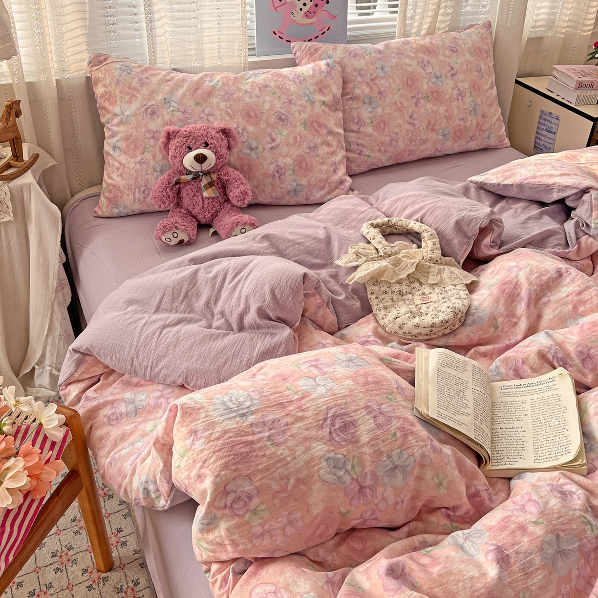 水木坊 2026新款云感简单款系列四件套 烟紫