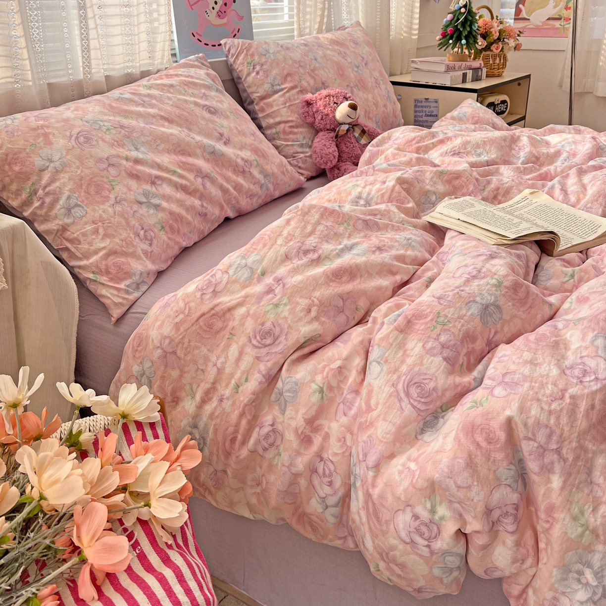 91家纺网 家纺一手货源 找家纺 水木坊 2026新款云感简单款系列四件套 烟紫