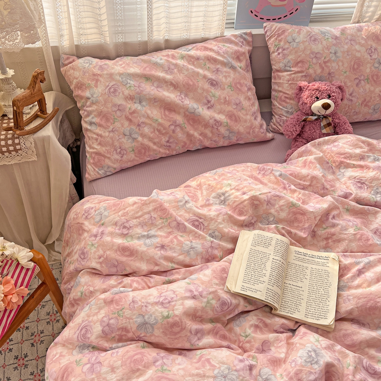 91家纺网 家纺一手货源 找家纺 水木坊 2026新款云感简单款系列四件套 烟紫