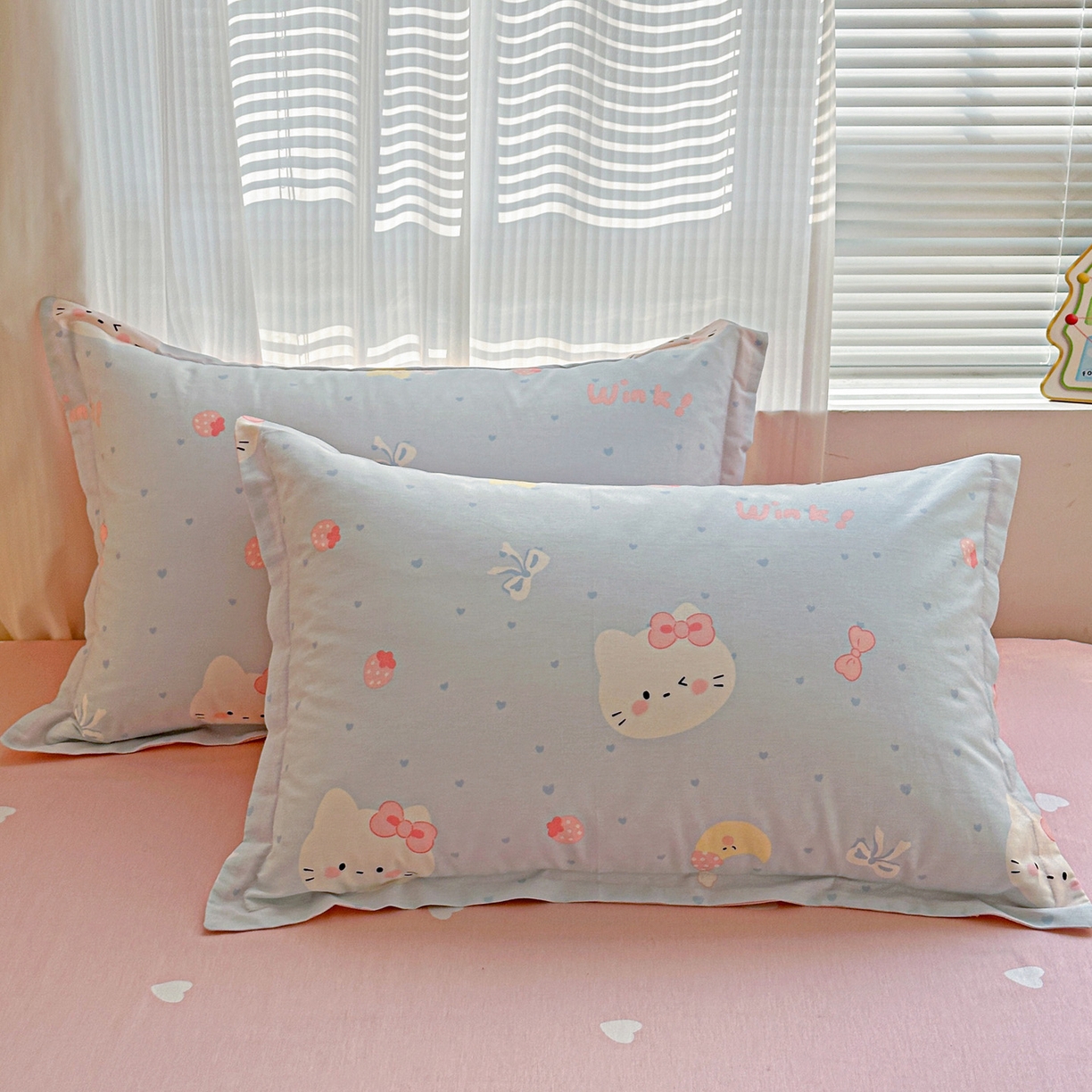 91家纺网 家纺一手货源 找家纺 （总）春雨家居 2026新款全棉印花ins减龄可爱小清新单枕套