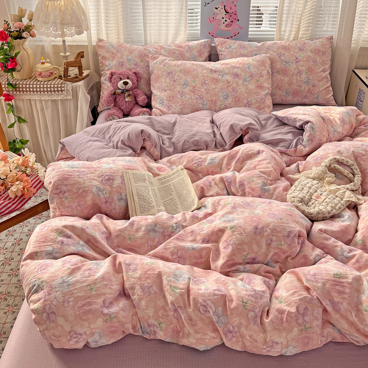 91家纺网 家纺一手货源 找家纺 水木坊 2026新款云感简单款系列四件套 烟紫