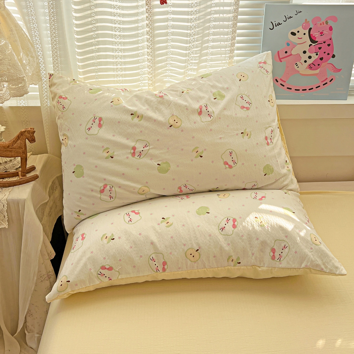 91家纺网 家纺一手货源 找家纺 水木坊 2026新款云感简单款系列四件套 一口青苹果