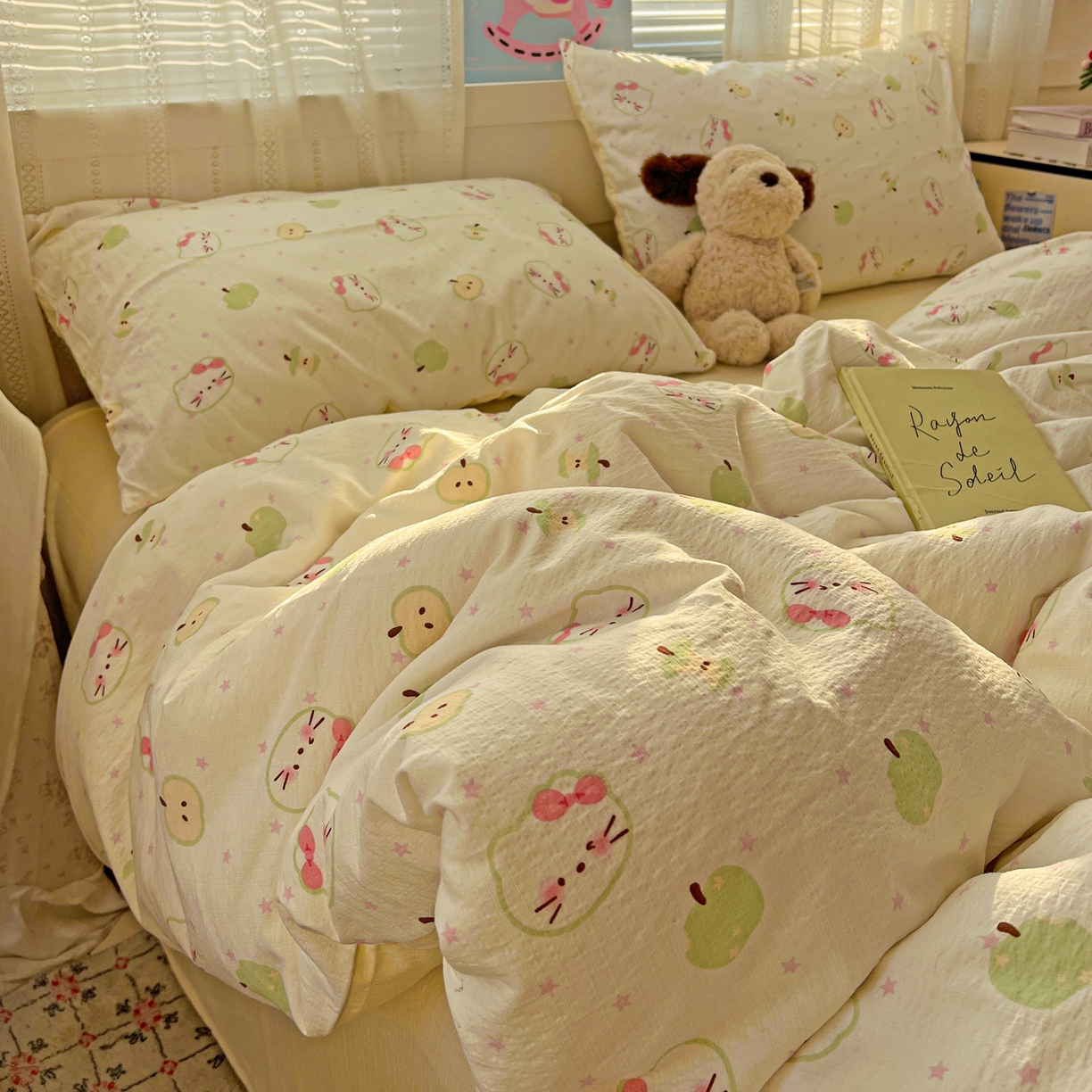 91家纺网 家纺一手货源 找家纺 水木坊 2026新款云感简单款系列四件套 一口青苹果