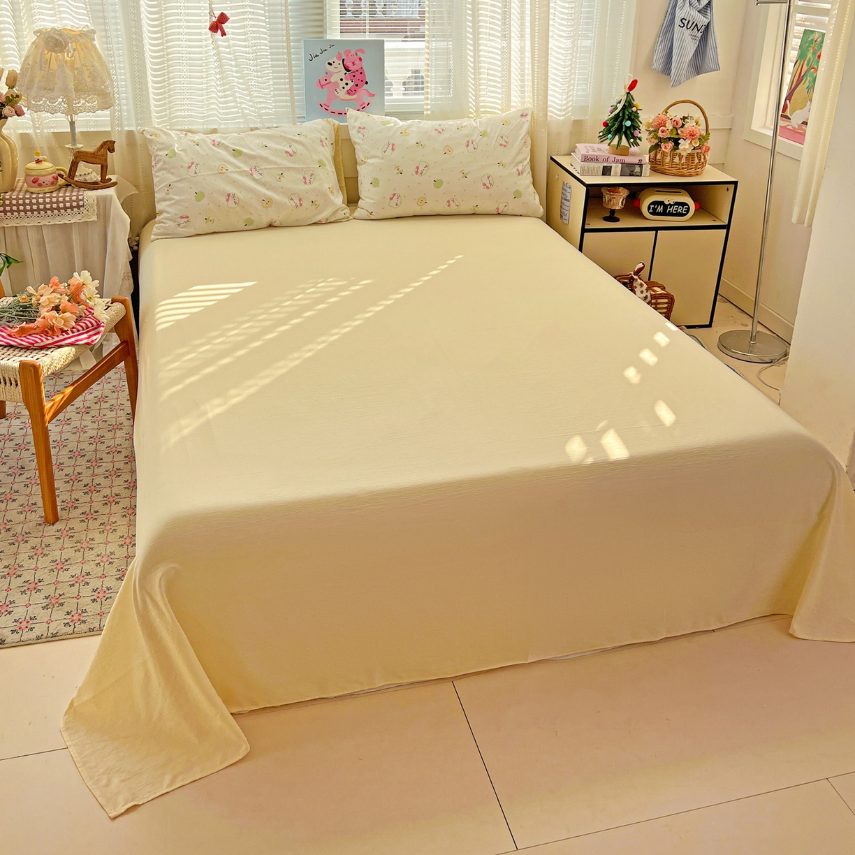 91家纺网 家纺一手货源 找家纺 水木坊 2026新款云感简单款系列四件套 一口青苹果