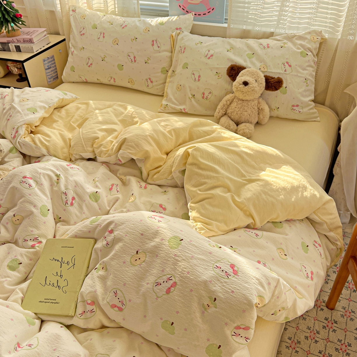 91家纺网 家纺一手货源 找家纺 水木坊 2026新款云感简单款系列四件套 一口青苹果