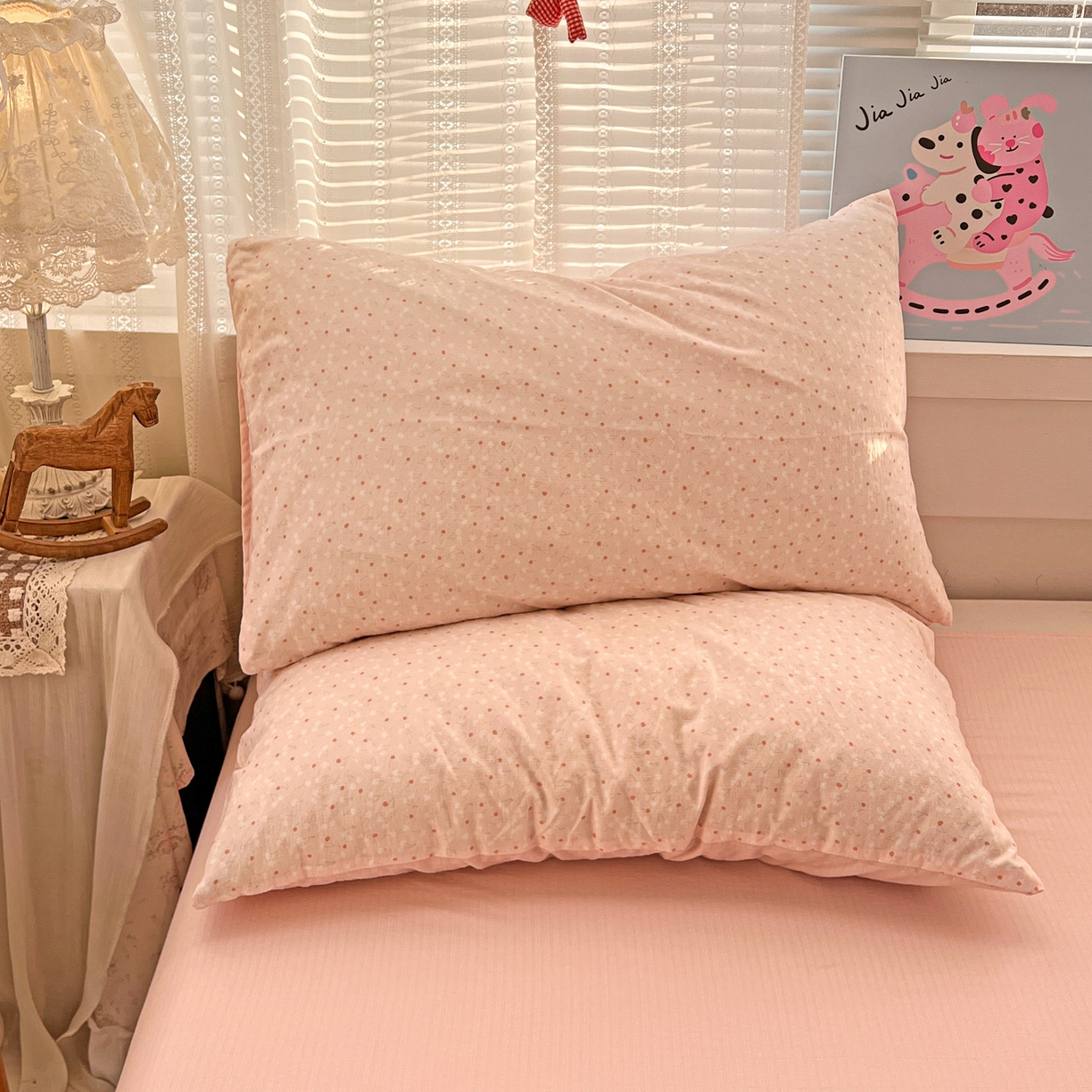 91家纺网 家纺一手货源 找家纺 水木坊 2026新款云感简单款系列四件套 樱桃奶球