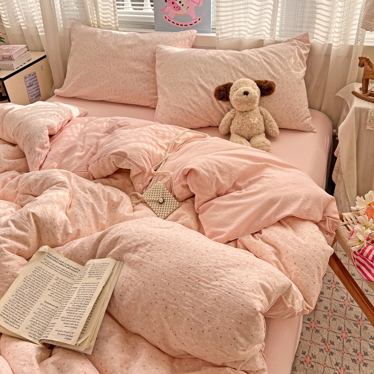 91家纺网 家纺一手货源 找家纺 水木坊 2026新款云感简单款系列四件套 樱桃奶球