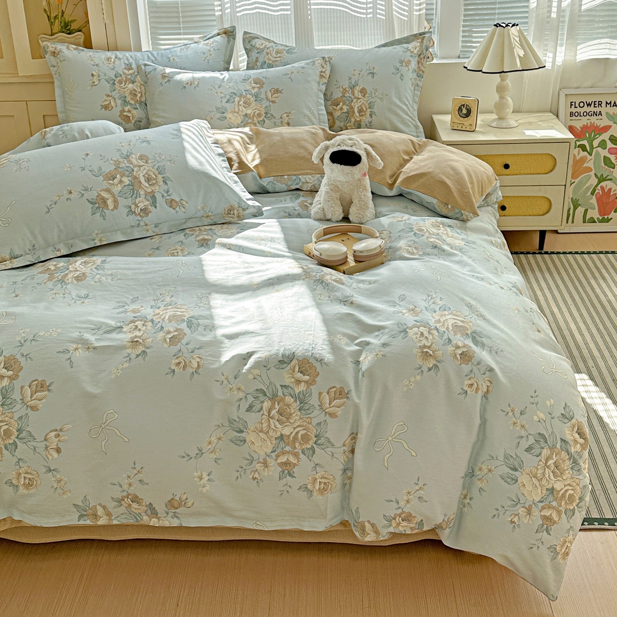 91家纺网 家纺一手货源 找家纺 （总）春雨家居 2026新款全棉印花ins减龄可爱小清新单被套（提供买家秀、质检报告、有预留缩水）