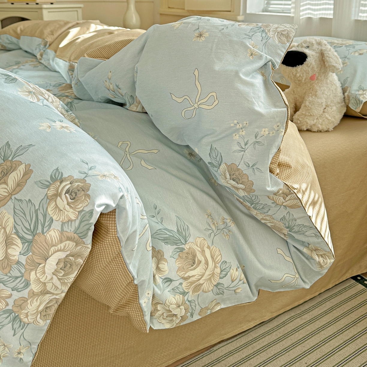 91家纺网 家纺一手货源 找家纺 （总）春雨家居 2026新款全棉印花ins减龄可爱小清新单被套（提供买家秀、质检报告、有预留缩水）