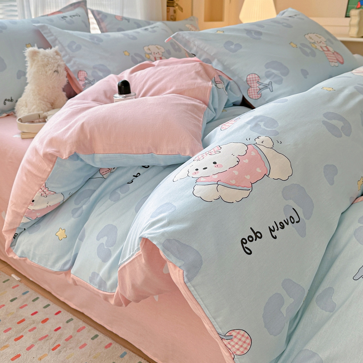 91家纺网 家纺一手货源 找家纺 （总）春雨家居 2026新款全棉印花ins减龄可爱小清新单被套（提供买家秀、质检报告、有预留缩水）