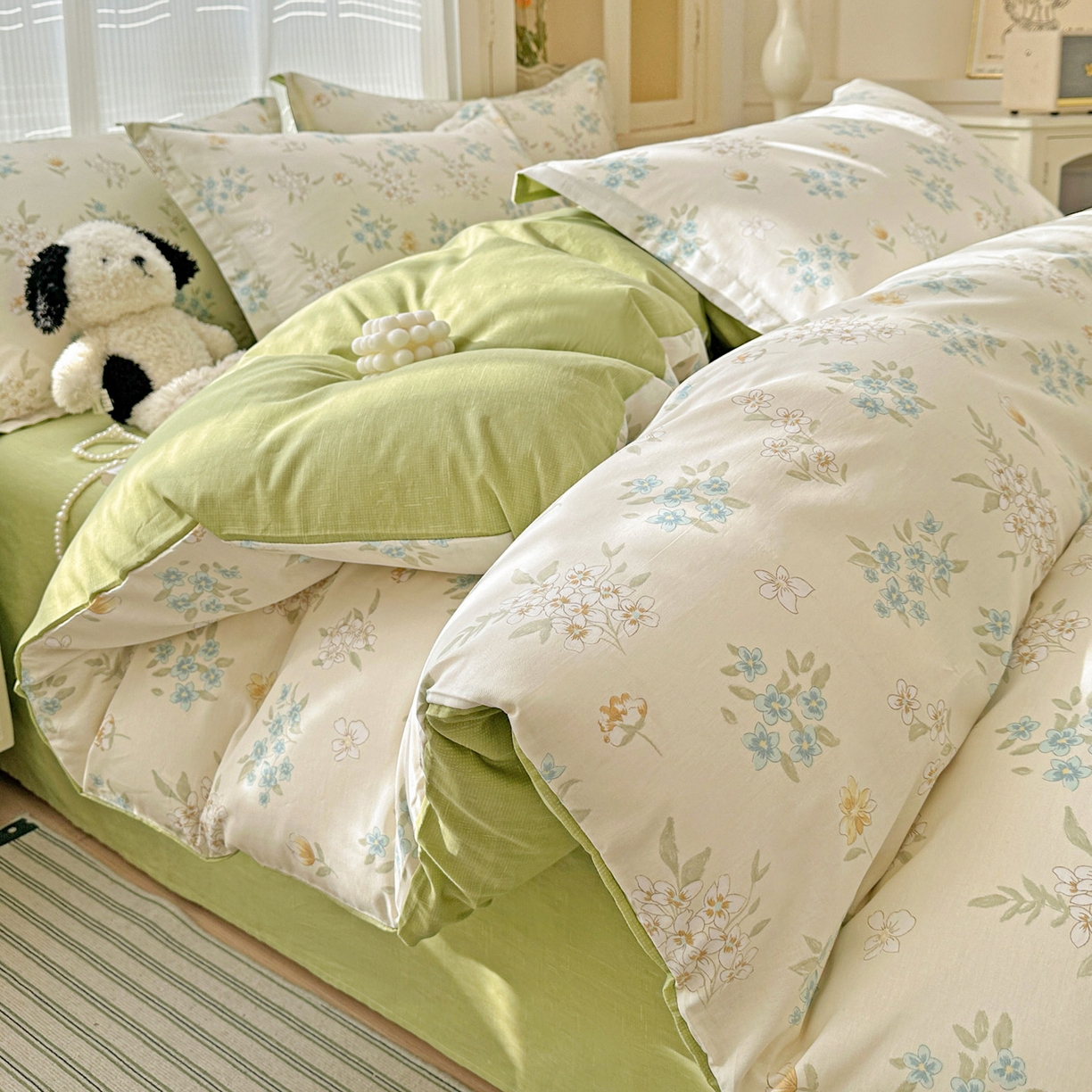 91家纺网 家纺一手货源 找家纺 （总）春雨家居 2026新款全棉印花ins减龄可爱小清新单被套（提供买家秀、质检报告、有预留缩水）