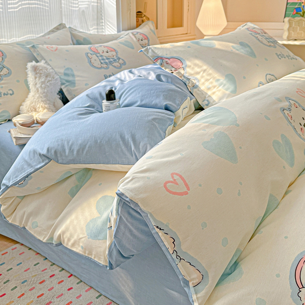 91家纺网 家纺一手货源 找家纺 （总）春雨家居 2026新款全棉印花ins减龄可爱小清新单被套（提供买家秀、质检报告、有预留缩水）