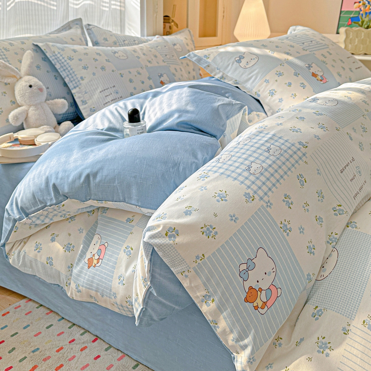 91家纺网 家纺一手货源 找家纺 （总）春雨家居 2026新款全棉印花ins减龄可爱小清新单被套（提供买家秀、质检报告、有预留缩水）