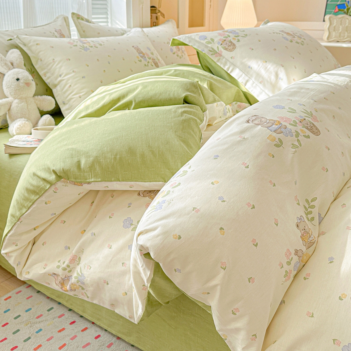 91家纺网 家纺一手货源 找家纺 （总）春雨家居 2026新款全棉印花ins减龄可爱小清新单被套（提供买家秀、质检报告、有预留缩水）