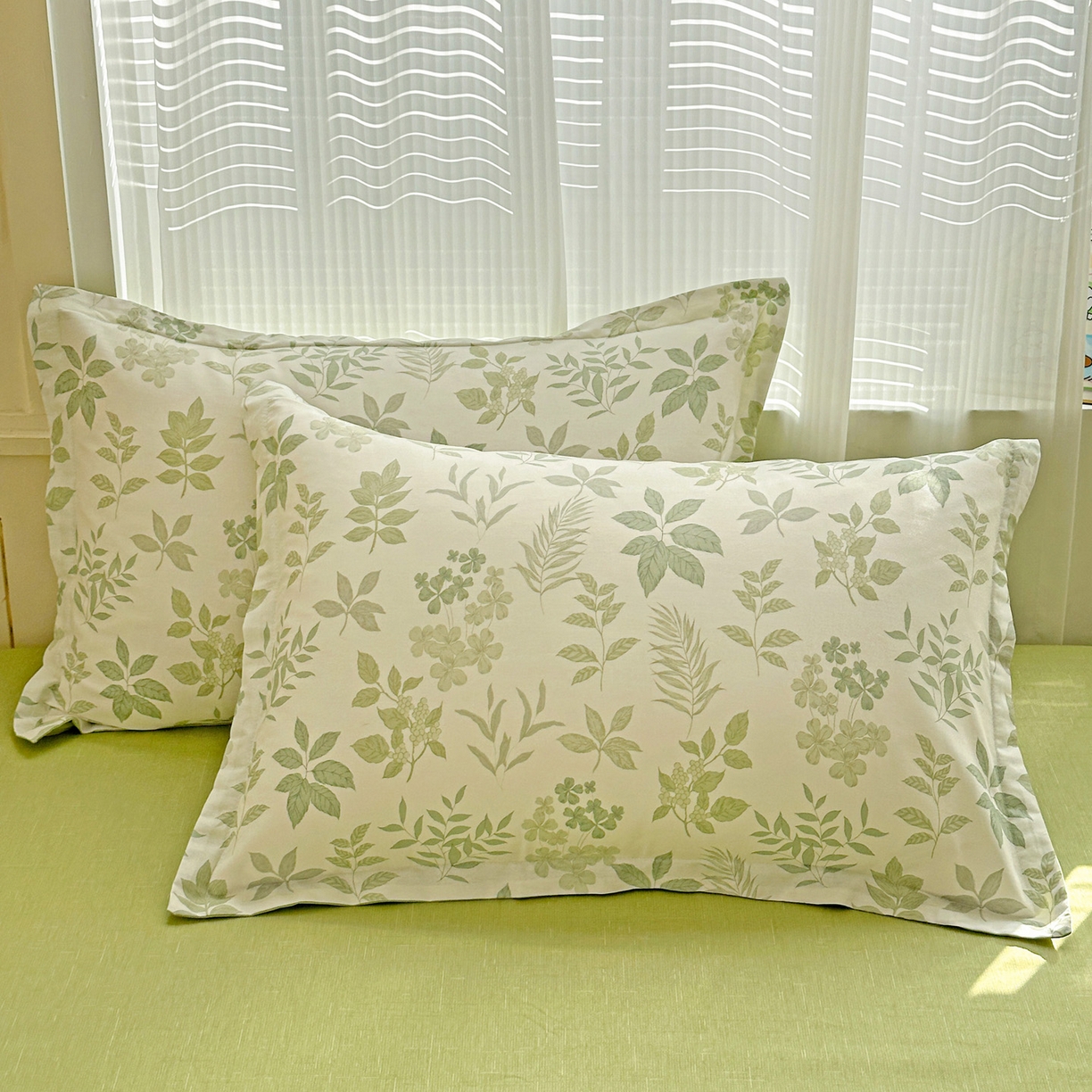 春雨家居 2026新款全棉印花ins减龄可爱小清新单枕套 洛克庄园-绿