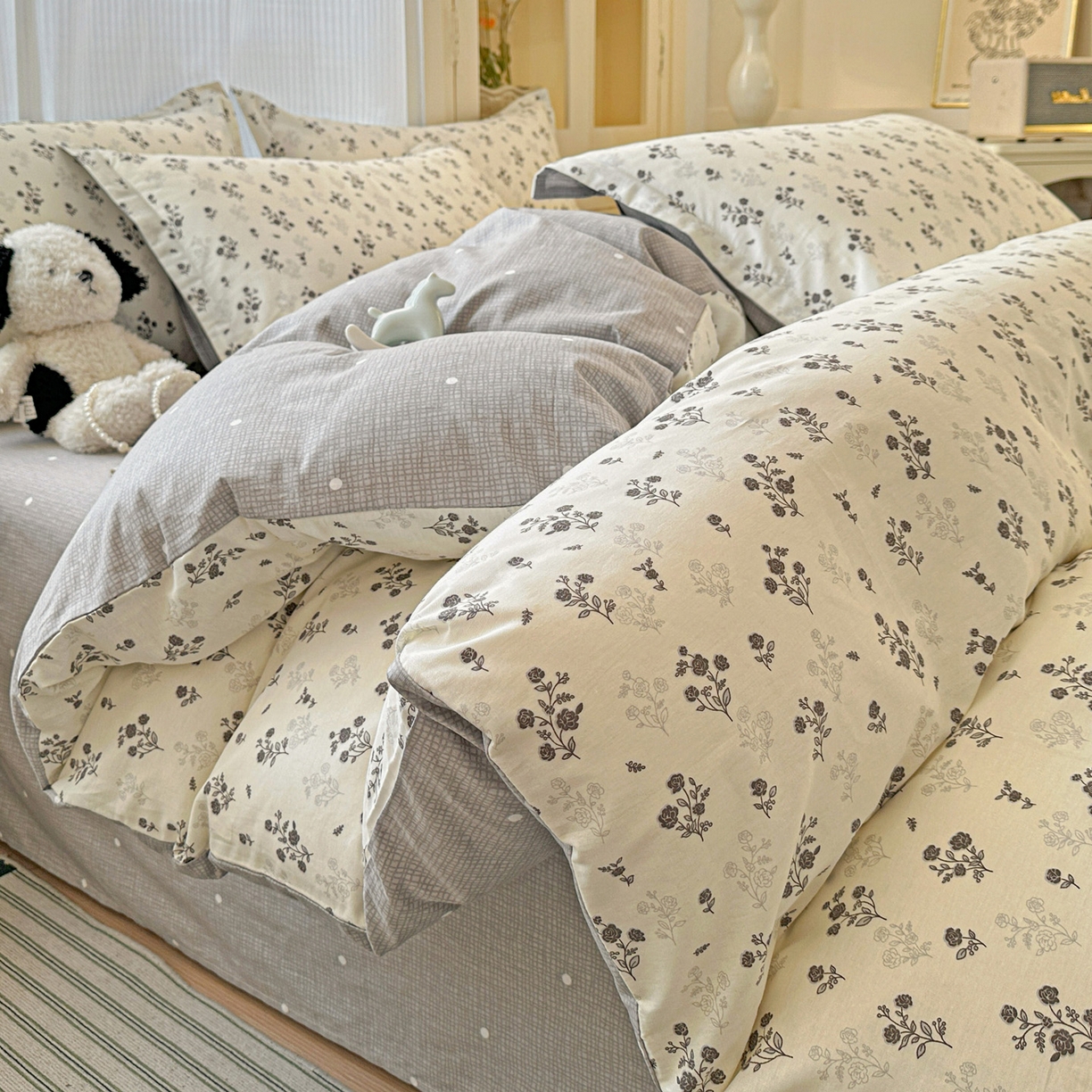 91家纺网 家纺一手货源 找家纺 （总）春雨家居 2026新款全棉印花ins减龄可爱小清新单被套（提供买家秀、质检报告、有预留缩水）