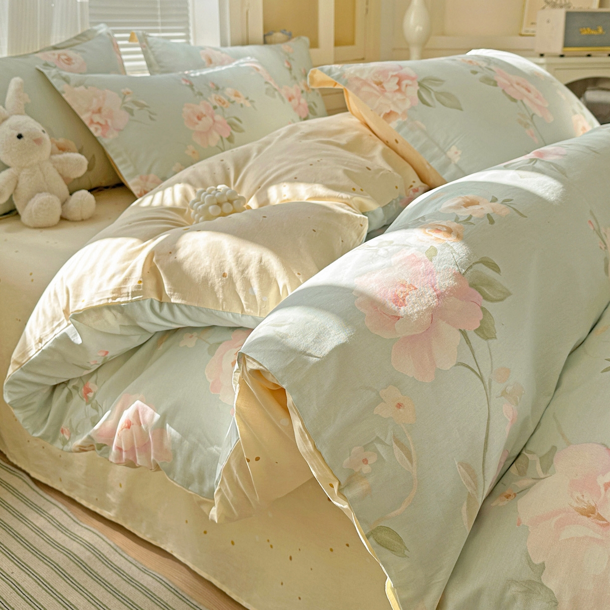 91家纺网 家纺一手货源 找家纺 （总）春雨家居 2026新款全棉印花ins减龄可爱小清新单被套（提供买家秀、质检报告、有预留缩水）