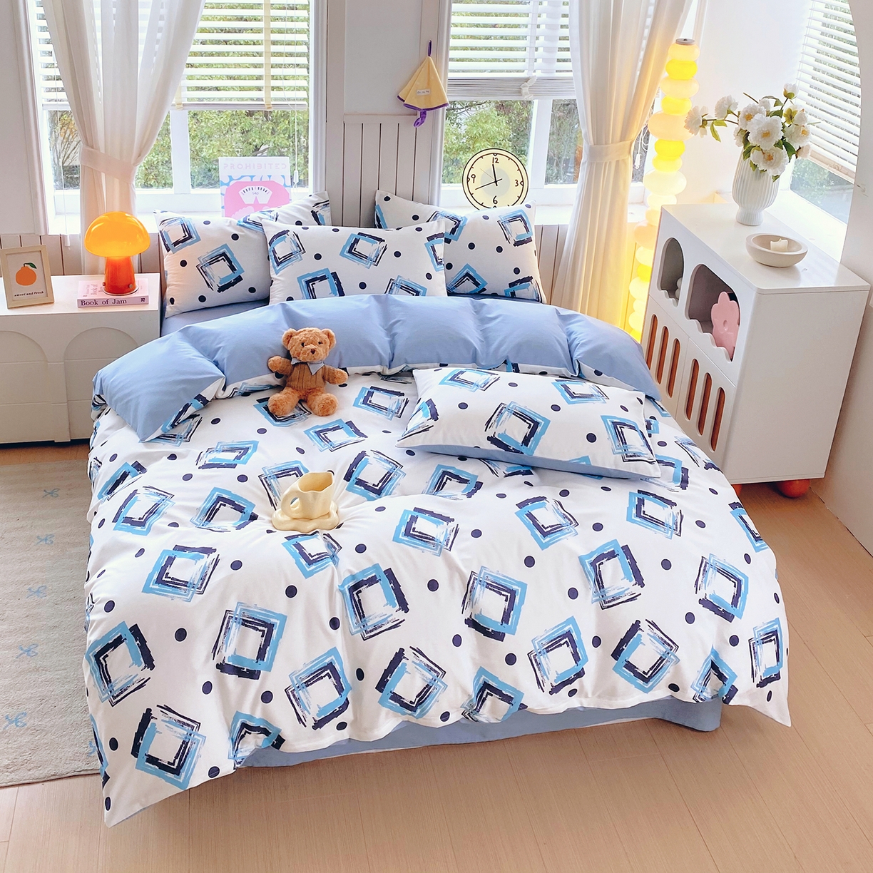 91家纺网 家纺一手货源 找家纺 小懒猪 2026新款全棉印花北欧风系列四件套 清棱