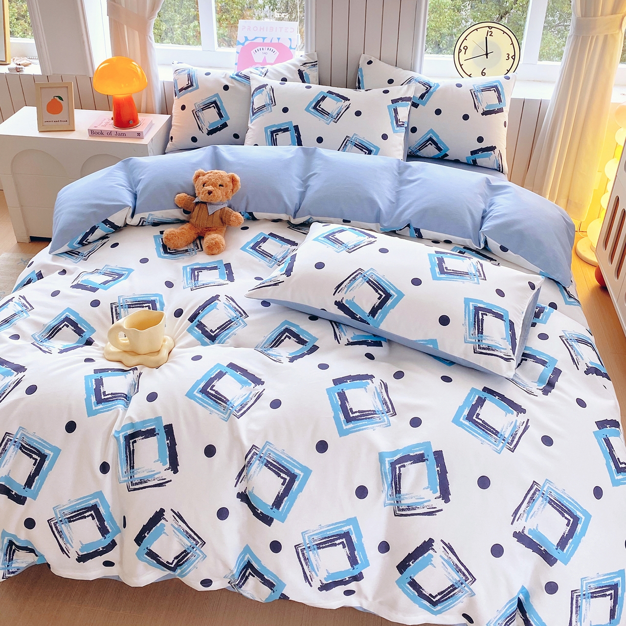 91家纺网 家纺一手货源 找家纺 小懒猪 2026新款全棉印花北欧风系列四件套 清棱