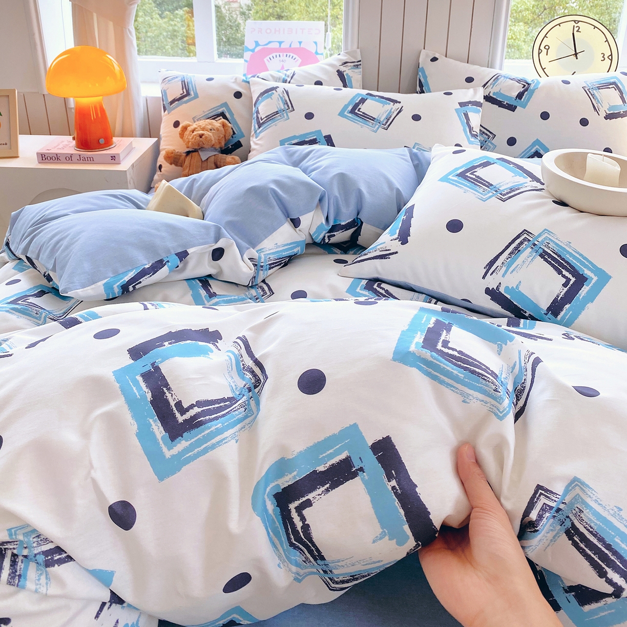 91家纺网 家纺一手货源 找家纺 小懒猪 2026新款全棉印花北欧风系列四件套 清棱