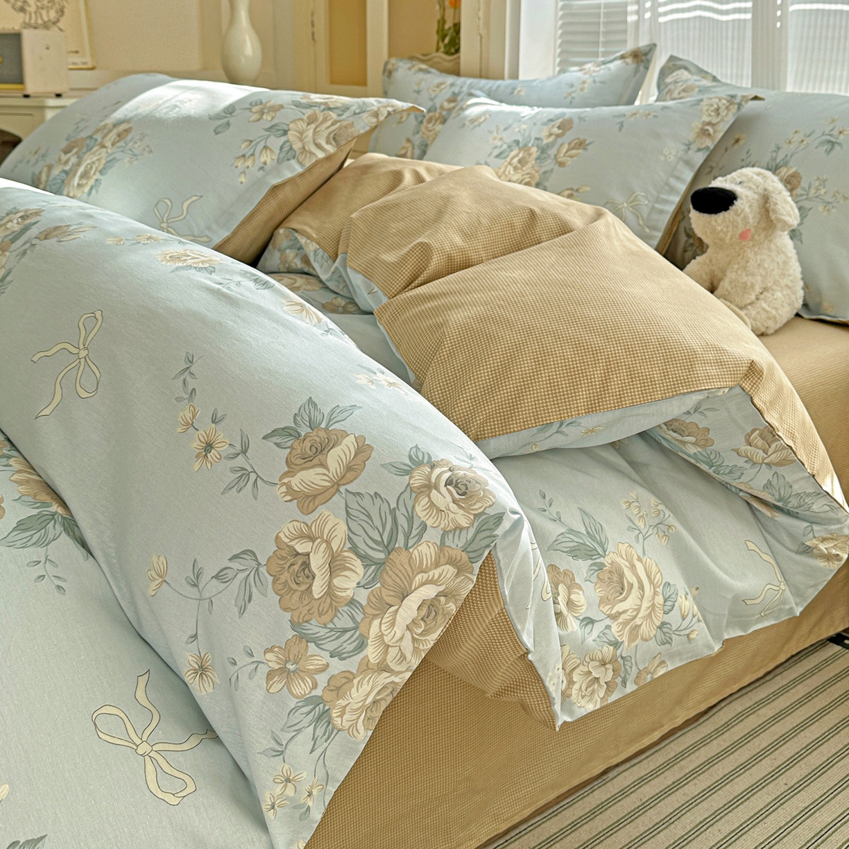 91家纺网 家纺一手货源 找家纺 春雨家居 2026新款全棉印花ins减龄可爱小清新单被套 贝尔兰-兰