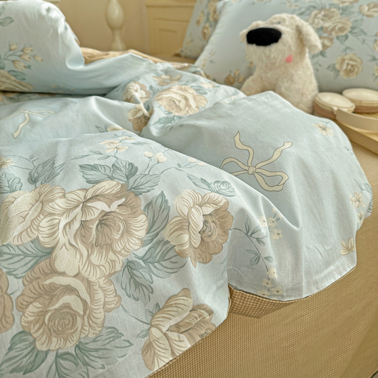 91家纺网 家纺一手货源 找家纺 春雨家居 2026新款全棉印花ins减龄可爱小清新单被套 贝尔兰-兰